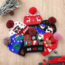 Christmas Hats Flash Light Up Knitted Hat Adult Child Santa Hat with LED Light New Year Party Christmas Party Gifts
