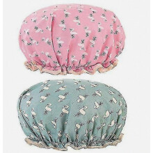 Shower Caps 2 Pack Waterproof Double Layers Caps Elastic,flamingo