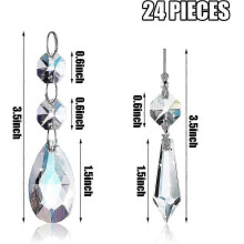24-teiliges Set mit Kronleuchter-Kristallprismen-Anhängern, 38 mm, klare tropfenförmige Eiszapfen-Kronleuchterkristalle, Teile Y