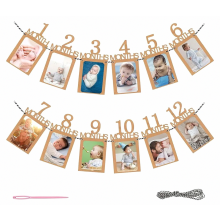 Babyfotobanner per maand, slinger voor de eerste verjaardag, wanddecoratie van kraftpapier voor jongens en meisjes