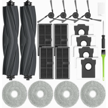 Vervangingsaccessoirekit voor robotstofzuiger: 2 hoofdborstels, 4 stofzakken, 4 filters, 4 dweilpads, 4 zijborstels.