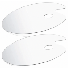 Set van 2 transparante ovale mengpaletten met duimgat voor olie- en acrylverf, ideaal voor doe-het-zelf schilderen.