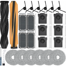26-delige accessoirekit voor robotstofzuiger met 2 hoofdborstels, 4 filters, 6 dweilpads en 6 zijborstels.
