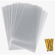 100 transparante OPP-cellofaanzakjes van 180 x 300 mm met metalen sluitstrips voor koekjes en gebak.