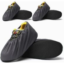 Wasbare, herbruikbare schoenovertrekken, antislip overschoenen voor bouwvakkers, geschikt voor werklaarzen, maat Large, 3 paar, grijs