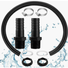 Anschlussset für Regentonnen, 32 mm (1,25 Zoll) Schlauch, 50 cm Schlauch und zwei 25-mm-Schlauchverbinder mit Kontermuttern für Wassertanks