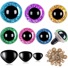 90 Stück Sicherheitsaugen und -nasen (12–30 mm), Kunststoff-Knopfaugen mit Unterlegscheiben für Häkelpuppen und Plüschtiere