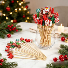 Kersthaan Staartstokers 11,94 cm Fancy Tandenstokers voor Voorgerechten Kerstboom Sneeuwpop Kerstman Decoratief