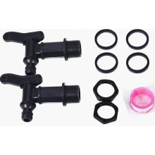 2er-Pack Kunststoff-Regenfasshahn, Dreiviertel-Zoll-Wasserhahn mit Adapter, kompatibel mit Standard-Regenfässern