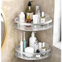 Duschablage (2er-Pack), wandmontiertes Eckregal für Bad und Küche, silberfarben, 28 cm, zum Aufhängen an der Wand, für die Küche