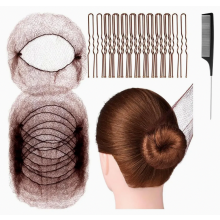 20er-Pack unsichtbare Haarknotennetze (50 cm), wiederverwendbare elastische Netzabdeckungen für Ballett, zum Schlafen und für braunes Haar