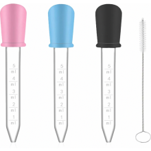 3 Pack 5 ml Silicone Dropper Pipettes with 1 Brush, Graduated Transfer Droppers for Plants, Pets and Craft Moulds