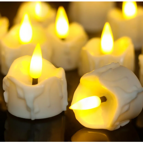 12 Pack LED Tea Lights with Timer, 3D Flickering Flame, Warm White, Compatible with Standard Holders