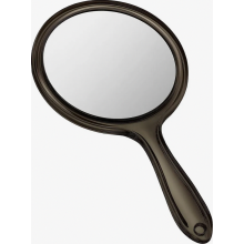 Double-Sided Handheld Makeup Mirror with Handle, 1X and 3X Magnification, Round Black Vanity Mirror for Daily Use