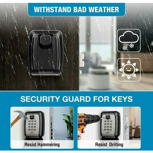 Waterproof Wall Mounted Key Safe for Outdoor Use, Secure Key Storage Box with Combination Lock 2