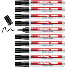 edding 3000, marcador permanente, conjunto de 10, ponta redonda 1,5-3 mm, secagem rápida, resistente à água