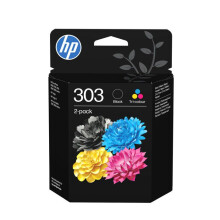 HP 303 Pacote com 2 cartuchos de tinta preta e colorida autêntica (3YM92AE) - Para HP Envy Photo 6200, 7100, 7800, Tango/TangoX