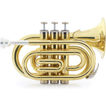 Classic Cantabile Trompeta de Bolso TT-500, Bb, Latão Lacado, com Estojo Rígido