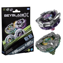 Beyblade X Dual Pack Brace Triceratops M-85BS BX and Dagger Dran 7-55K BX, 2 right-spin battle tops by Takara Tomy, suitable for ages 8 and up.