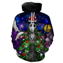 (Christmas,3XL)Hoodie Jack Skellington Nightmare Before Christmas Printed Pullover Tops Sweater