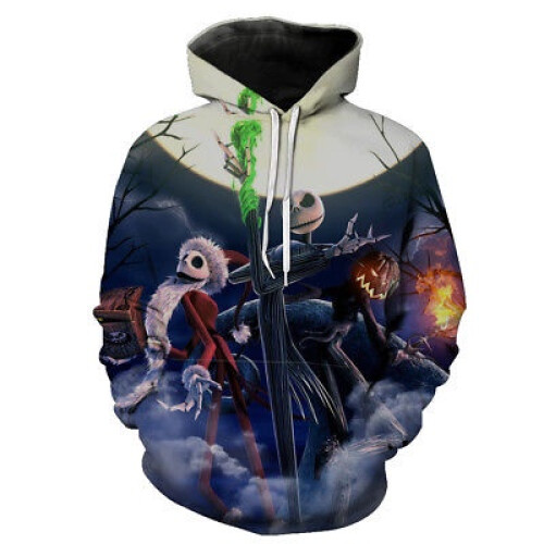 (Moonlight,M)Sweat à capuche Jack Skellington Nightmare Before Christmas imprimé pull hauts pull