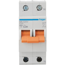 Interruptor automático magnetotérmico série MN, 1P+N, 25A, curva C, 6KA