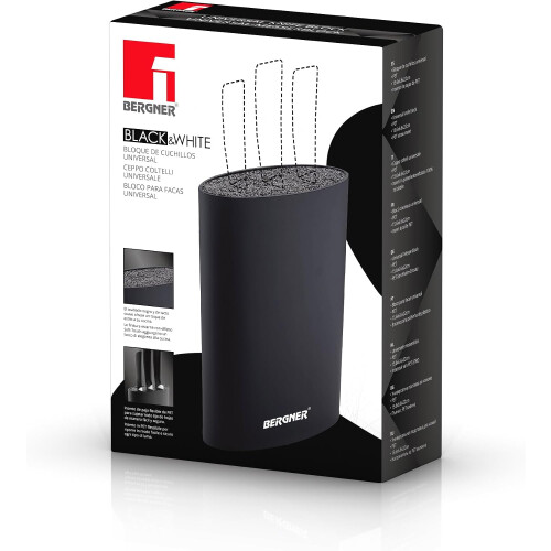 San Ignacio, Bloco Universal para Facas, 15.6x6.6x22cm, PET resistente, Preto 2