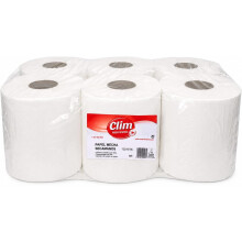 Clim Papel de Secagem Profissional, Conjunto de 6 Rolos Mecha 130m, Ecolabel 23gr