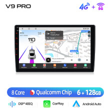 Junsun Autoradio V9 Pro 6GB 128GB, Système Android 13, Écran QLED, CarPlay et Android Auto, pour Fiat Bravo 2007-2012