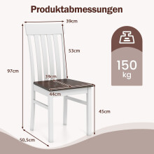 Set van 2 ergonomische eetkamerstoelen zonder armleuningen, bruin