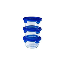 Set aus 3 Lunchboxen - PYREX - Cook & Go - Glas - Rund - Luftdichter Deckel - 0,7 L