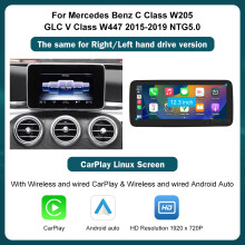 RoadTop Écran Multimédia sans fil CarPlay Android Auto 12.3 inch pour Mercedes-Benz Classe C W205 GLC V Class W447 NTG 5.0