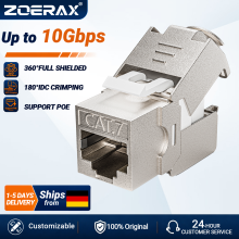 ZoeRax Adaptateur Keystone RJ45 Cat7 Cat6a STP, Coupleur 180 Degré sans outil en Alliage de Zinc, Lot de 6