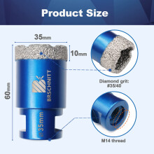 BRSCHNIT Diamant-Kernbohrer, M14 Gewinde, 35mm, für Granit, Keramik und Fliesen