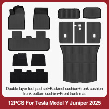 Tapis de sol TPE Premium pour Tesla Model Y Juniper 2025+, Lot de 12 pièces, Résistant à l'usure
