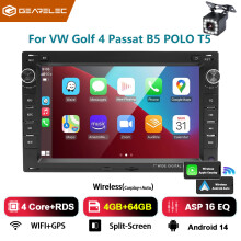 Autoradio mit 7 Zoll IPS Display, Android 14, 4GB RAM, 64GB Speicher, kabelloses CarPlay und Android Auto für VW Passat Golf Polo