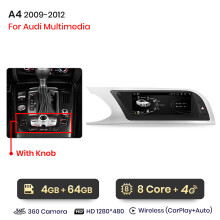 Junsun Autoradio, 8,8 Zoll Multimedia Player, 4G 64GB, Wireless CarPlay und Android Auto für Audi A4 A4L B8 2009-2016