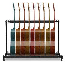 Support de guitare pliable 9 voies, support multi-guitares en fer noir, avec manchons rembourrés pour studio et maison