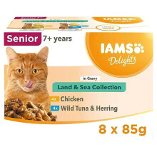 IAMS DELIGHTS Senior Land & Sea Collection in Gravy box - wet cat food - 8x85g