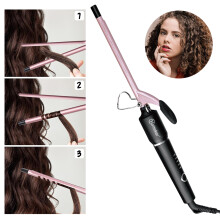 Hatteker Bigoudi Ion 9mm, Fer à friser ultra-fin, Chauffage rapide 30s, Revêtement céramique, Anti-brûlure