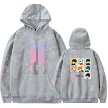 (Gray,4XL)Moletom com capuz Bts Bangtan masculino estampa de personagem manga comprida presente