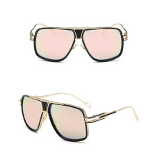 (Pink)Flat Top Square Retro Vintage Big Oversized Aviator Sunglasses Mens Usa Womens