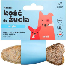 AZANKI Bone with shrimp and black olives in cod skin shaped like a fish - dog treat - 12 cm