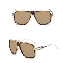 (Gold)Flat Top Square Retro Vintage Big Oversized Aviator Sunglasses Mens Usa Womens