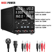 NICE-POWER Alimentation à découpage double canal 120V 3A, Source de tension régulable pour laboratoire et réparation