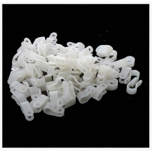 100 Pcs White Plastic Clip Clamp Fastener For 10mm Cable Wire Hose