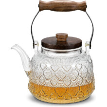 (Transparent) Vintage Glass Teapot with Removable Infuser, 1000 ml Stovetop Tea Kettle
