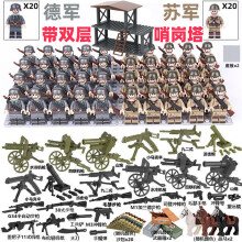 (40PCS-O) War II the British and German armies Desert Military Sodiers Weapons Minifigures Kids Toys Gifts