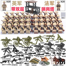 (40PCS-Q) War II the British and German armies Desert Military Sodiers Weapons Minifigures Kids Toys Gifts