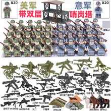 (40PCS-N) War II the British and German armies Desert Military Sodiers Weapons Minifigures Kids Toys Gifts